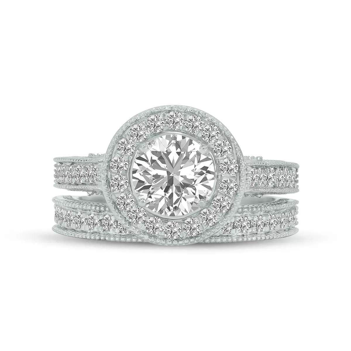 1 3/4 Carat Tw Lab Grown Diamond Bridal Set In 14K White Gold