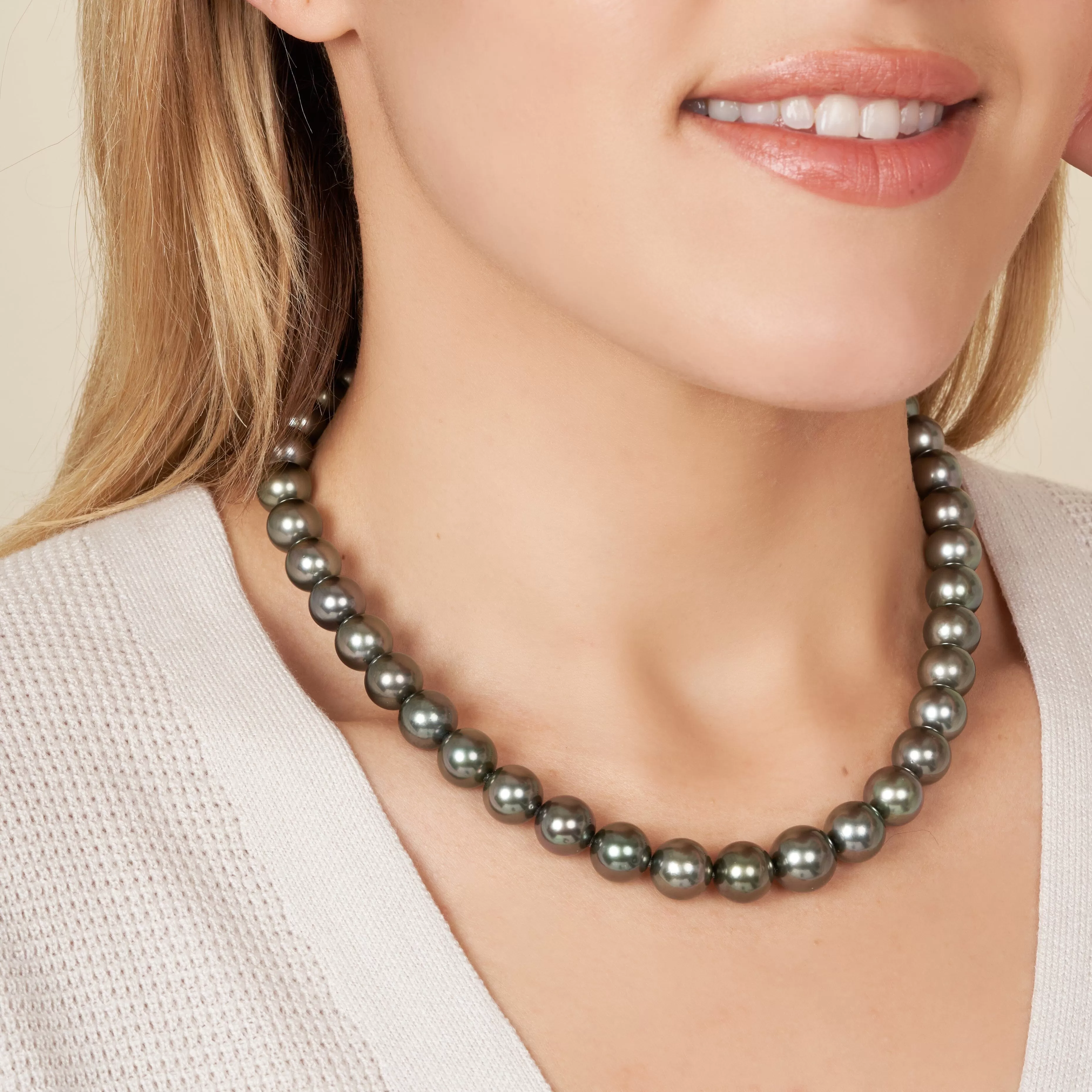 10.0-12.4 mm AA /AAA Tahitian Round Pearl Necklace