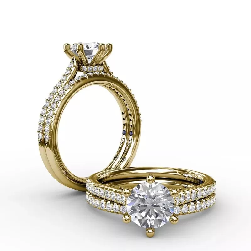 14K YELLOW GOLD 6-PRONG SEMI-MOUNT DIAMOND ENGAGEMENT RING (SETTING ONLY)