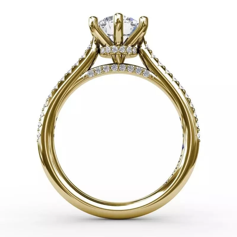 14K YELLOW GOLD 6-PRONG SEMI-MOUNT DIAMOND ENGAGEMENT RING (SETTING ONLY)