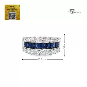 18K White Gold Diamond And Sapphire Ring