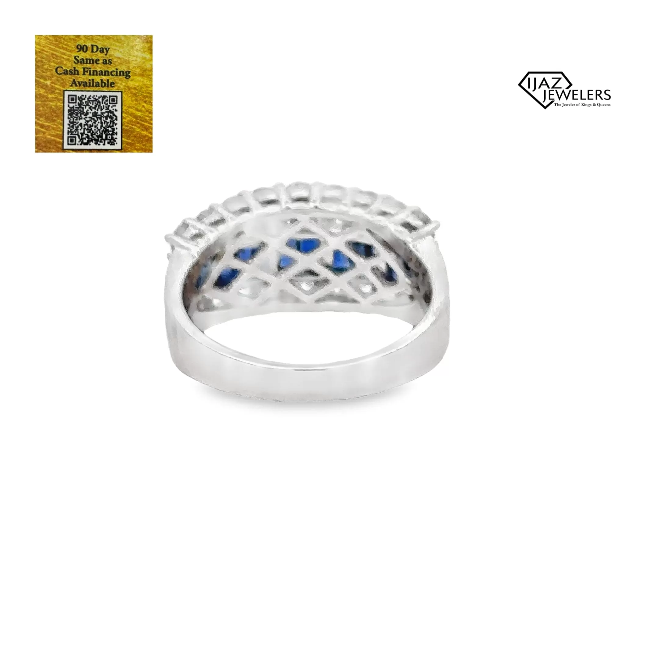 18K White Gold Diamond And Sapphire Ring