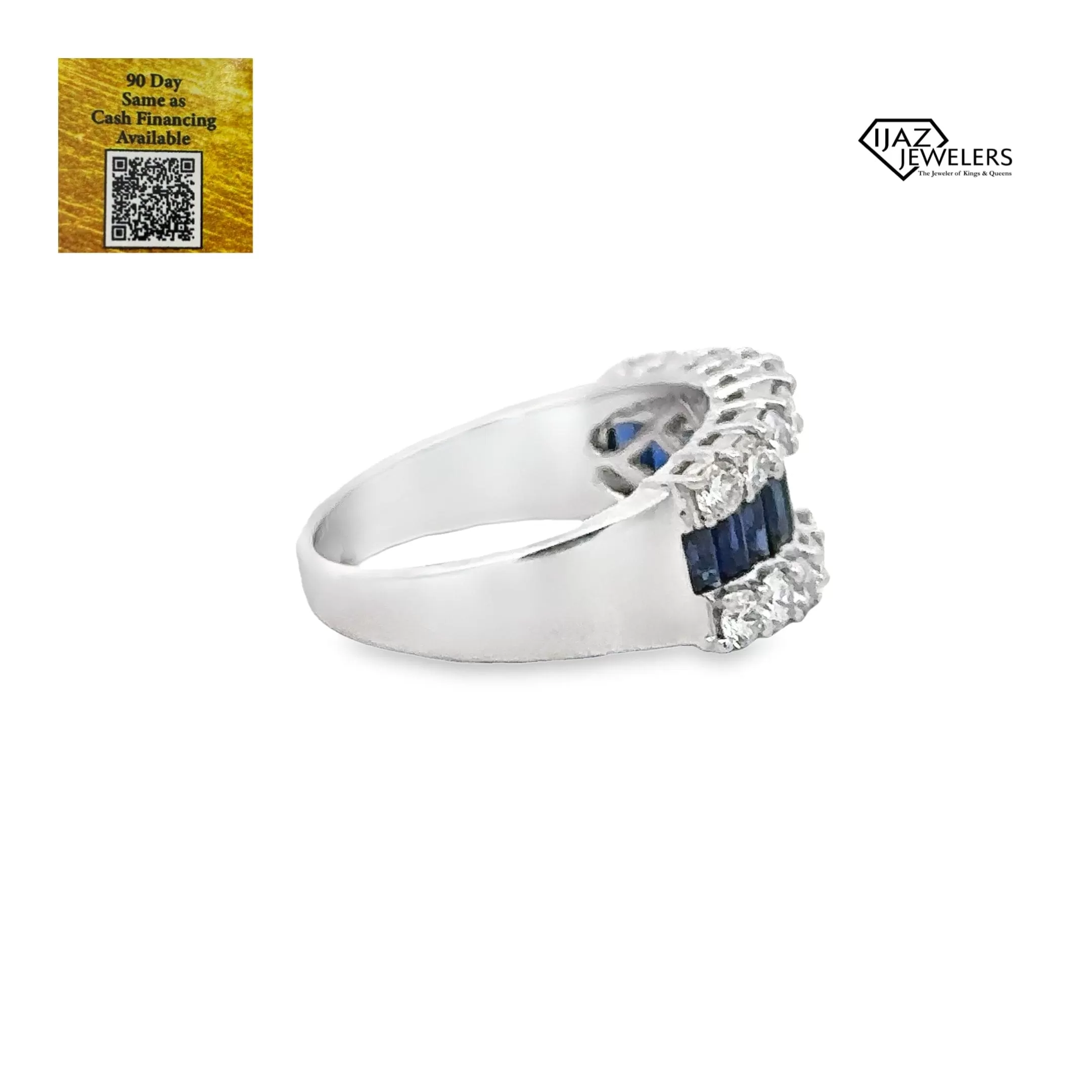 18K White Gold Diamond And Sapphire Ring