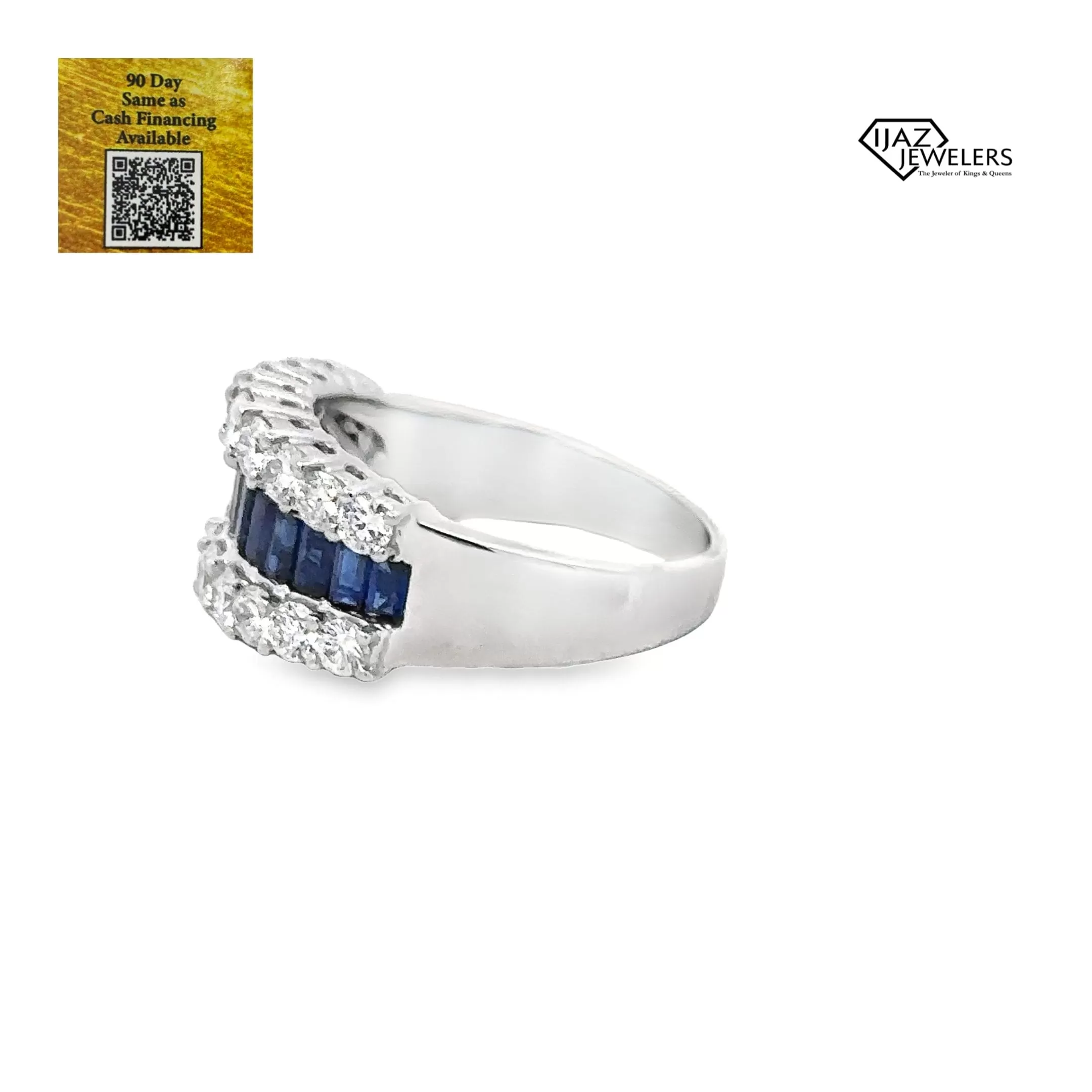 18K White Gold Diamond And Sapphire Ring