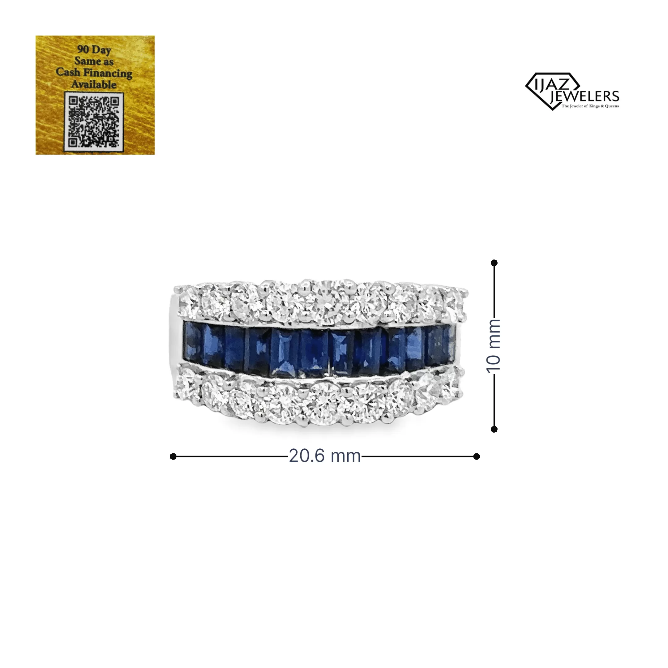 18K White Gold Diamond And Sapphire Ring