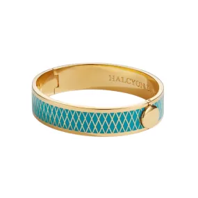 18K YELLOW GOLD PLATED 13MM PARTERRE TURQUOISE BANGLE BRACELET