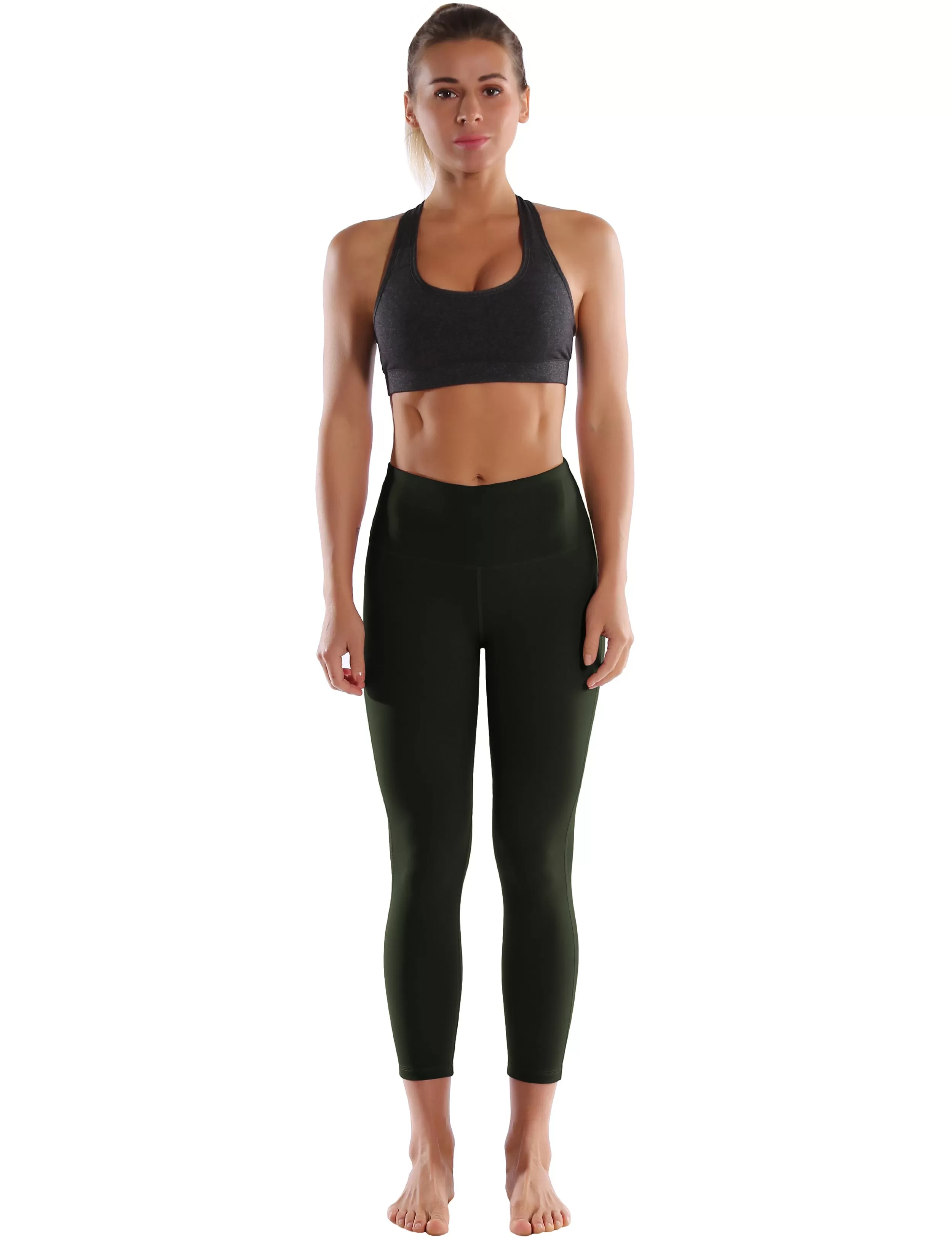 22 High Waist Side Line Capris olivegray_yogastudio