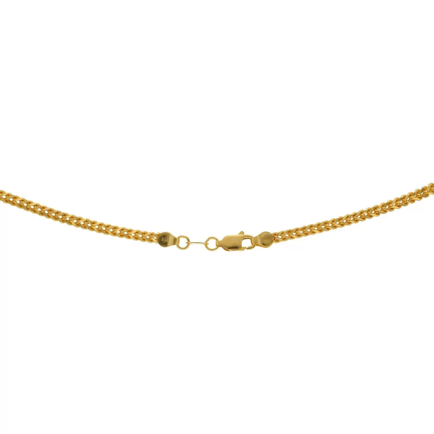 22K Yellow Gold Wheat Chain, Length 20inches