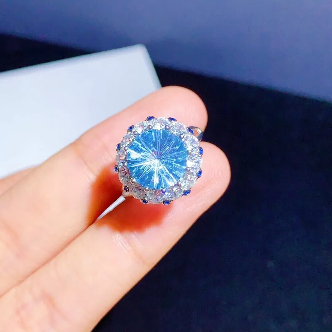 5 Carat Natural Sky Blue CZ Topaz Ring