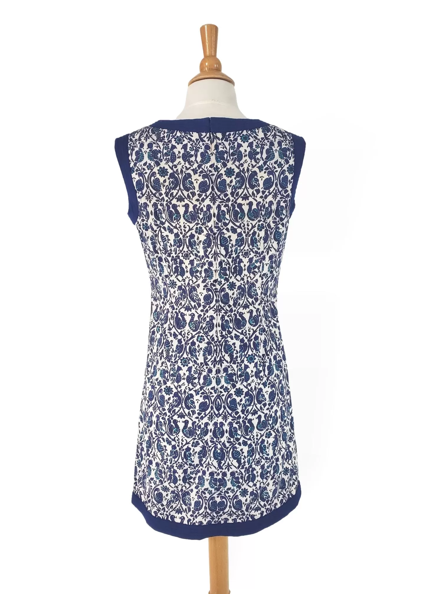 60s Cotton Shift Dress in Blue Batik Print - sm, med