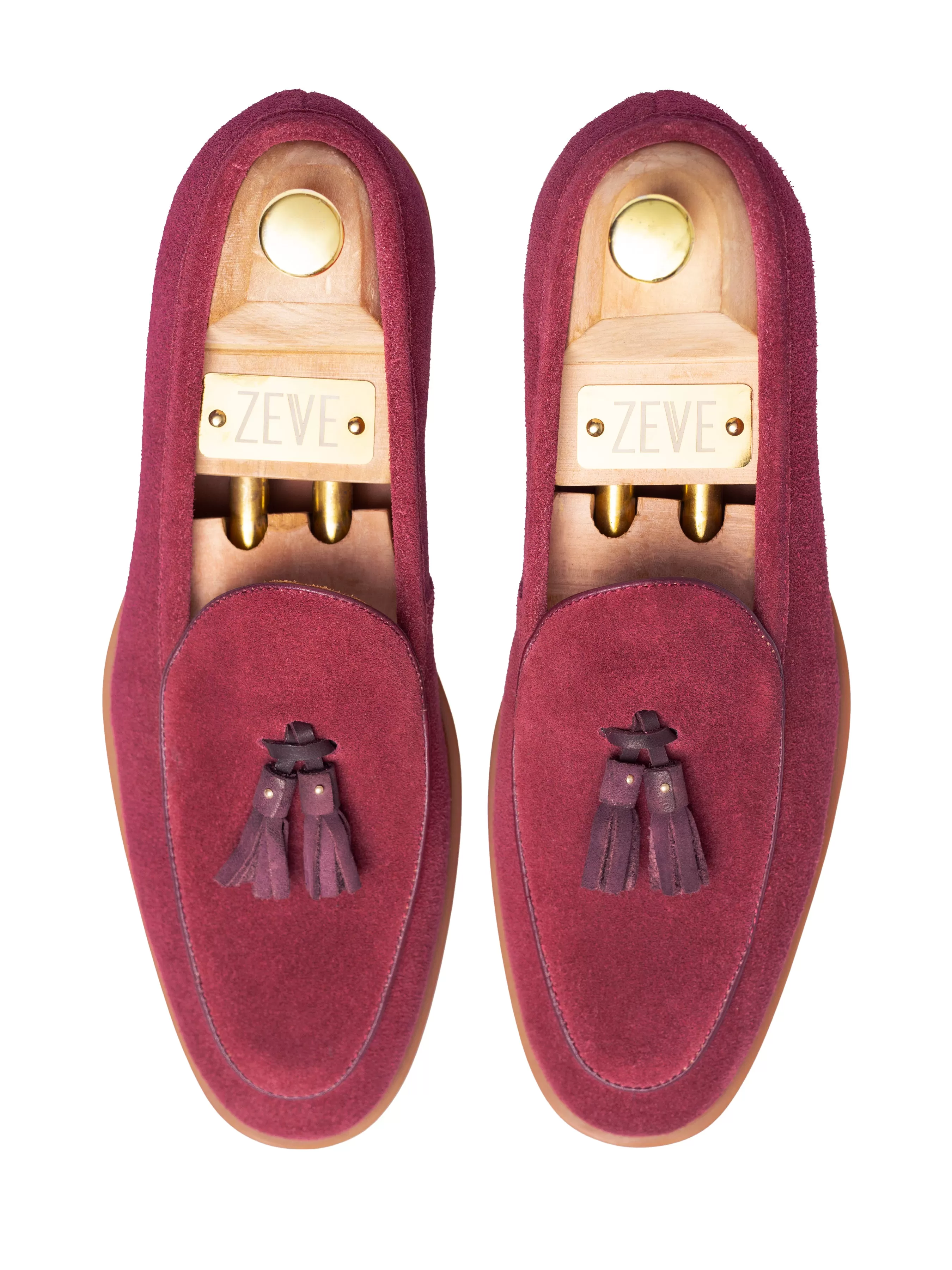 Belgian Loafer Tassel - Maroon Suede Leather (Soflex Sole)