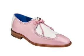 BELVEDERE ETORE Genuine Ostrich / Italian Calf Dress Shoe - Pink/White F01