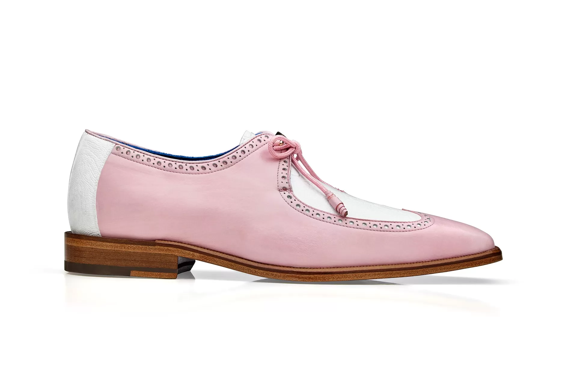 BELVEDERE ETORE Genuine Ostrich / Italian Calf Dress Shoe - Pink/White F01