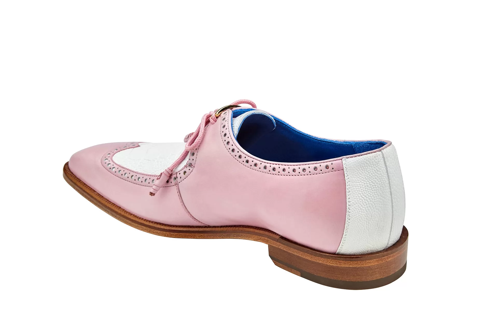 BELVEDERE ETORE Genuine Ostrich / Italian Calf Dress Shoe - Pink/White F01