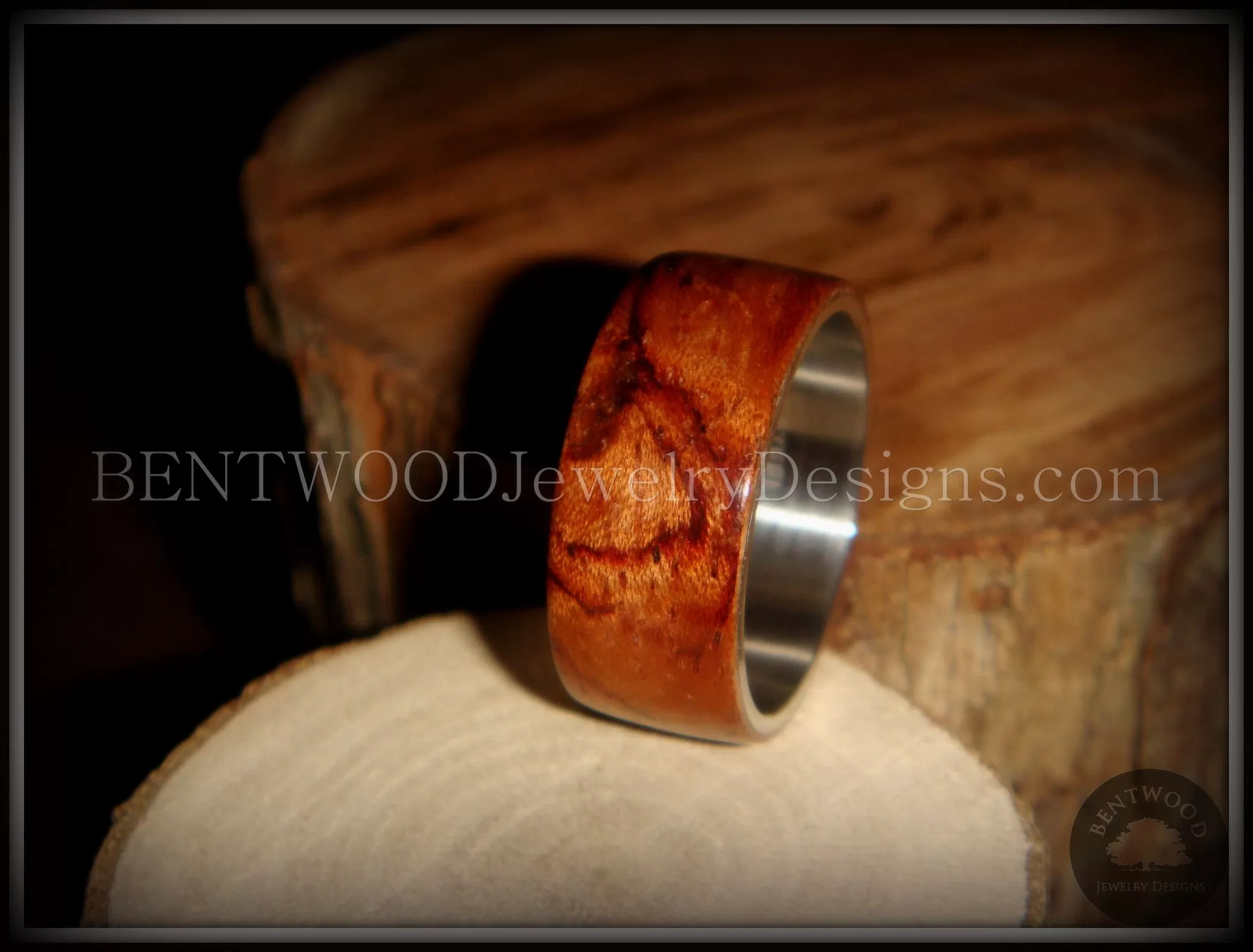 Bentwood Ring - Waterfall Bubinga Wood Ring with Surgical Grade Stainless Steel Comfort Fit Metal Core