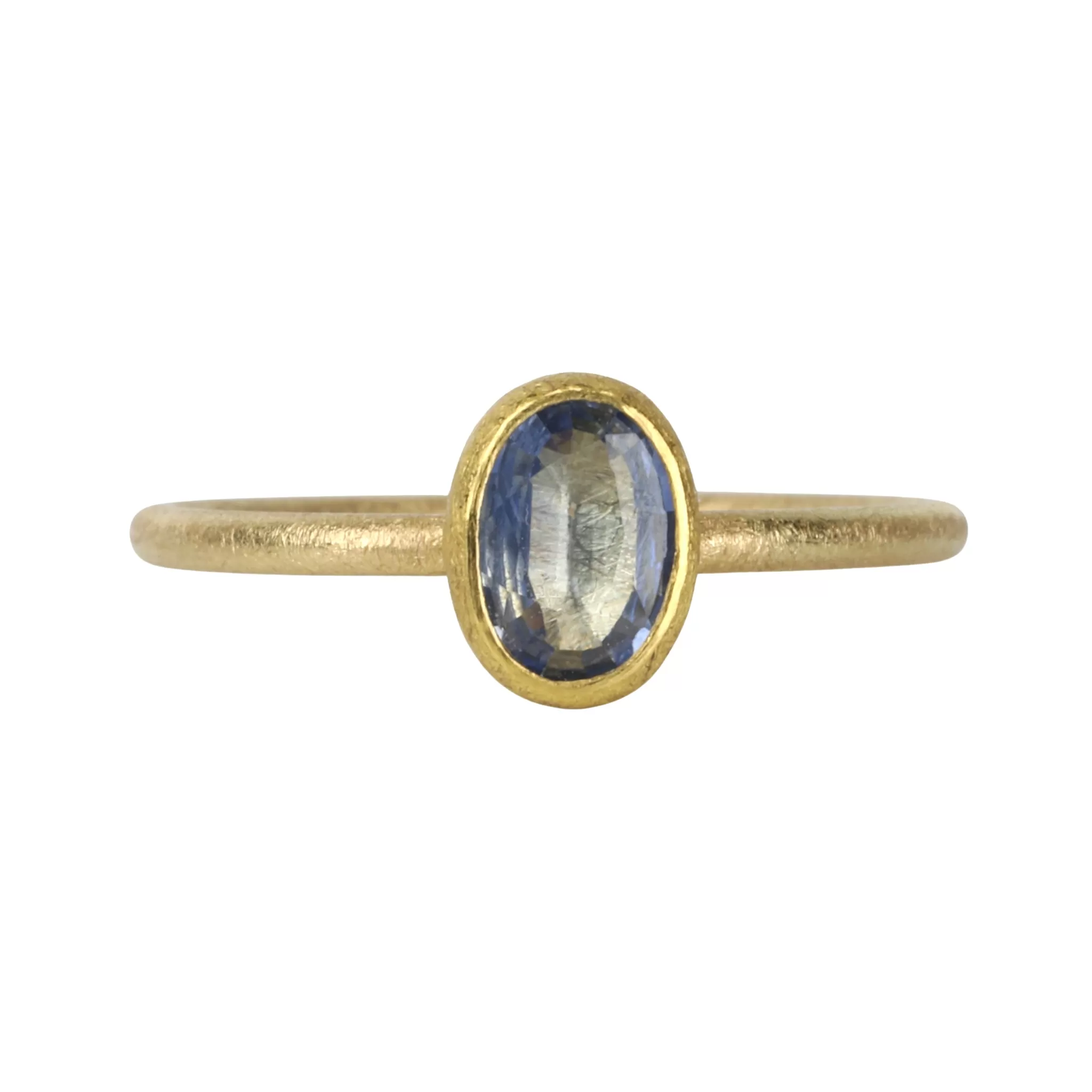 Bezel-Set Oval Faceted Sapphire Ring