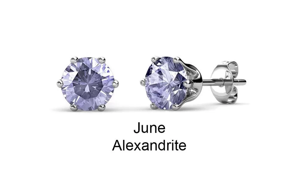 Birthstone Earrings, 18k White Gold Plated Stud Earrings with 1CT Crystals