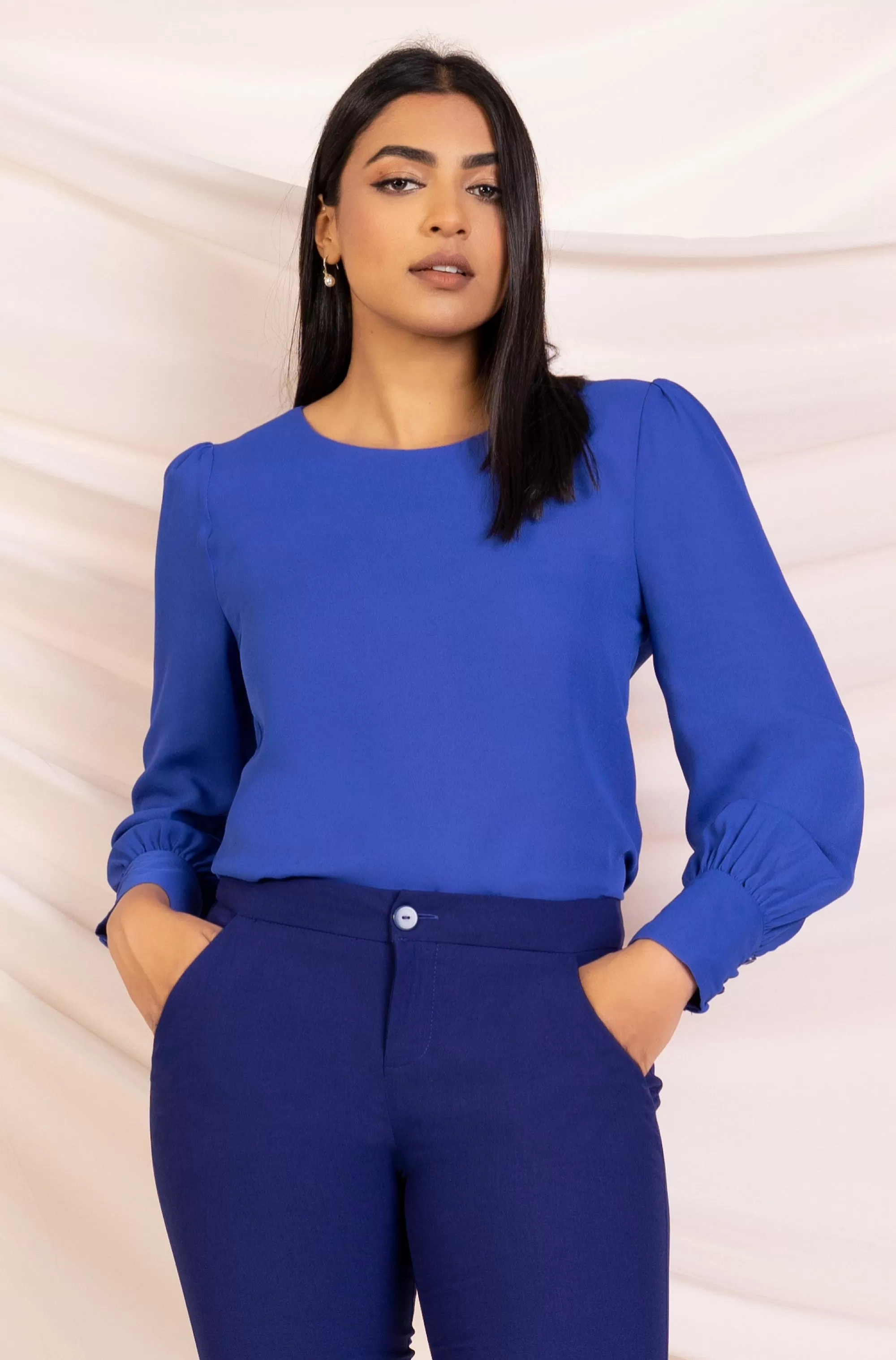 Blue Puff Sleeve Top