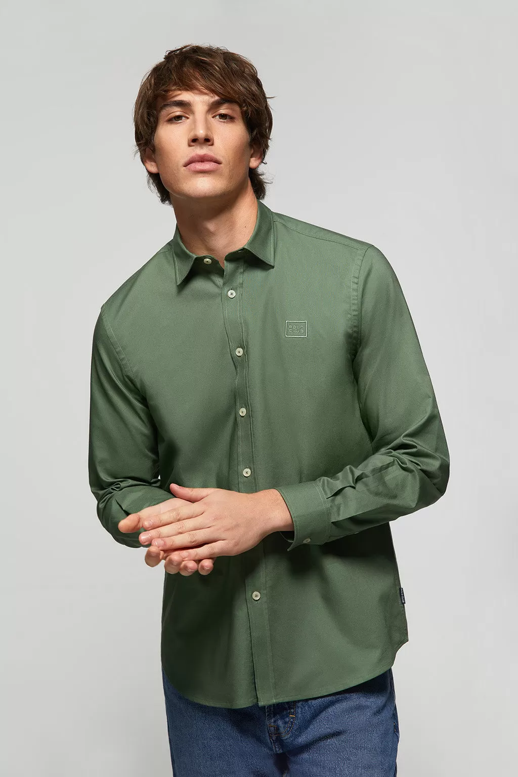 Camisa verde Oxford con logo Polo Club