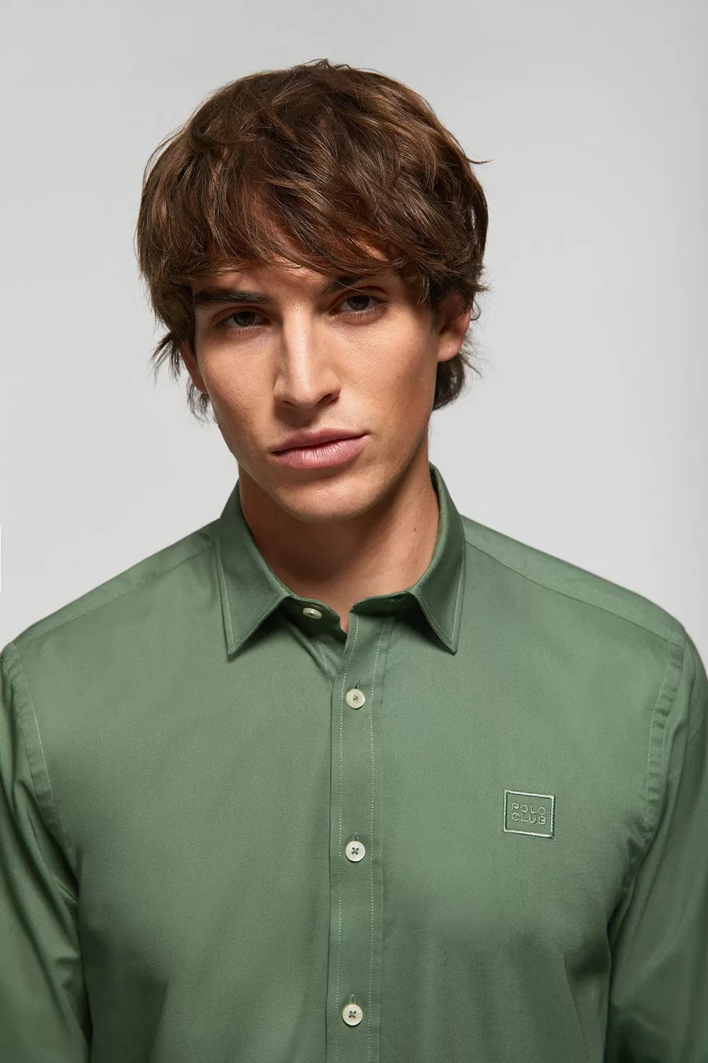 Camisa verde Oxford con logo Polo Club