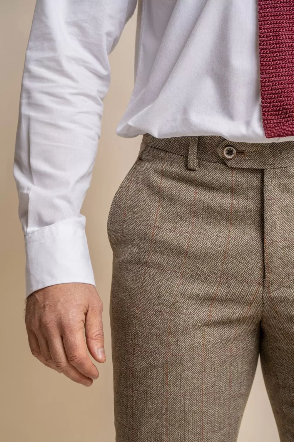 Cavani Gaston Sage Tweed Slim Fit  Trousers