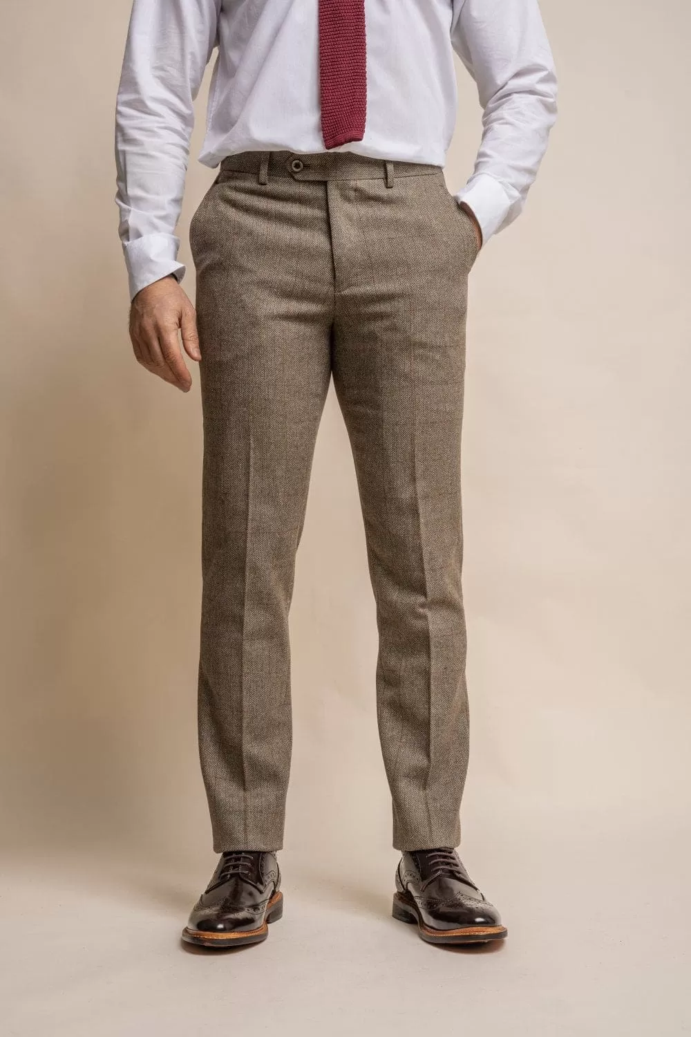 Cavani Gaston Sage Tweed Slim Fit  Trousers