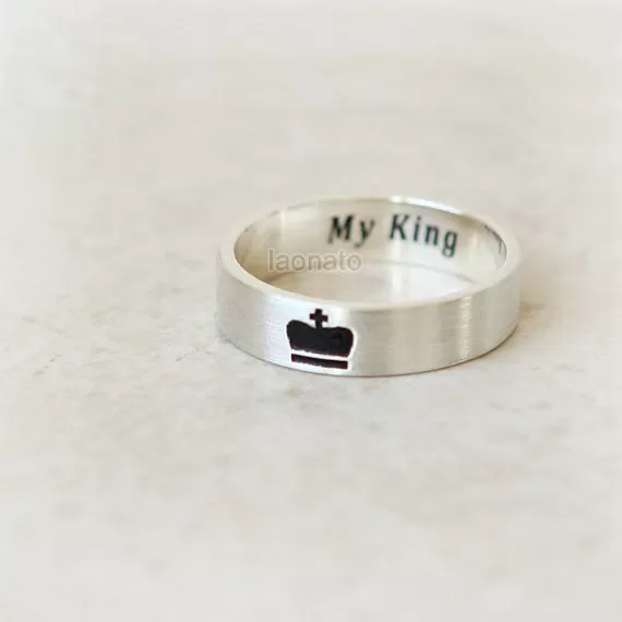 Crown Ring for KING and QUEEN / Custom Personalized Ring, couples ring