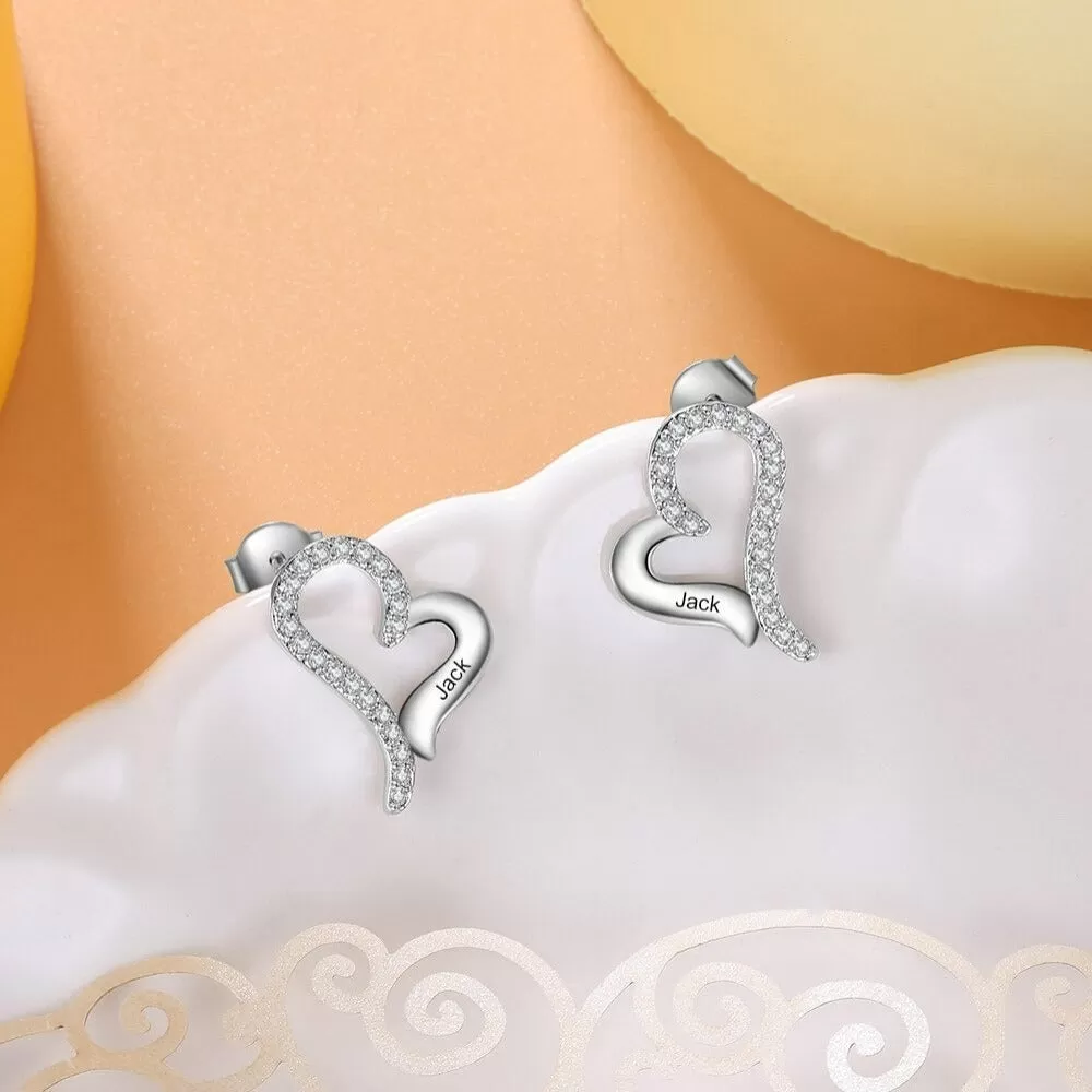 Customized 1 Name Engraved  Zirconia Earrings