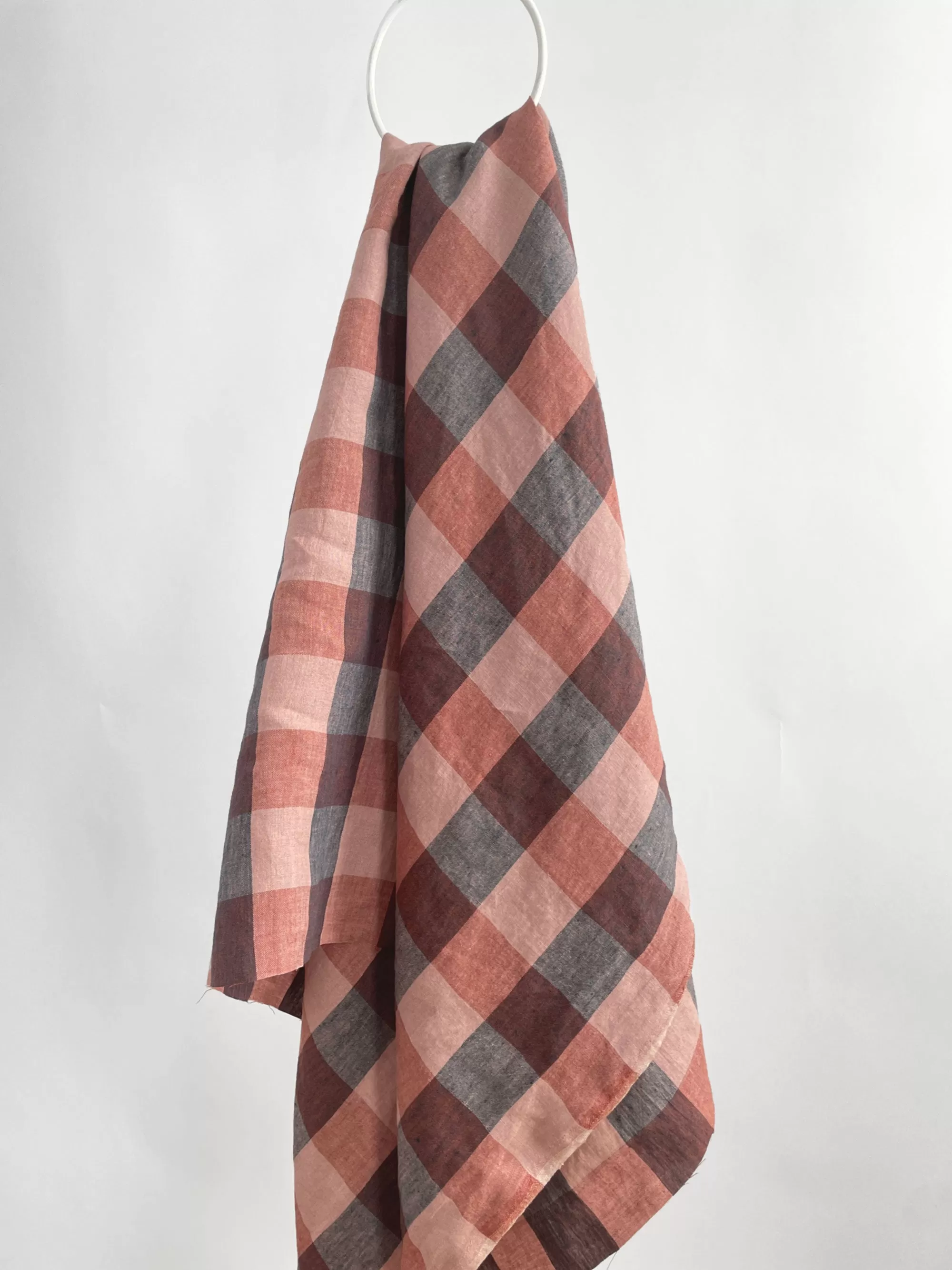 Dearborn Darks Laundered Linen Check Fabric