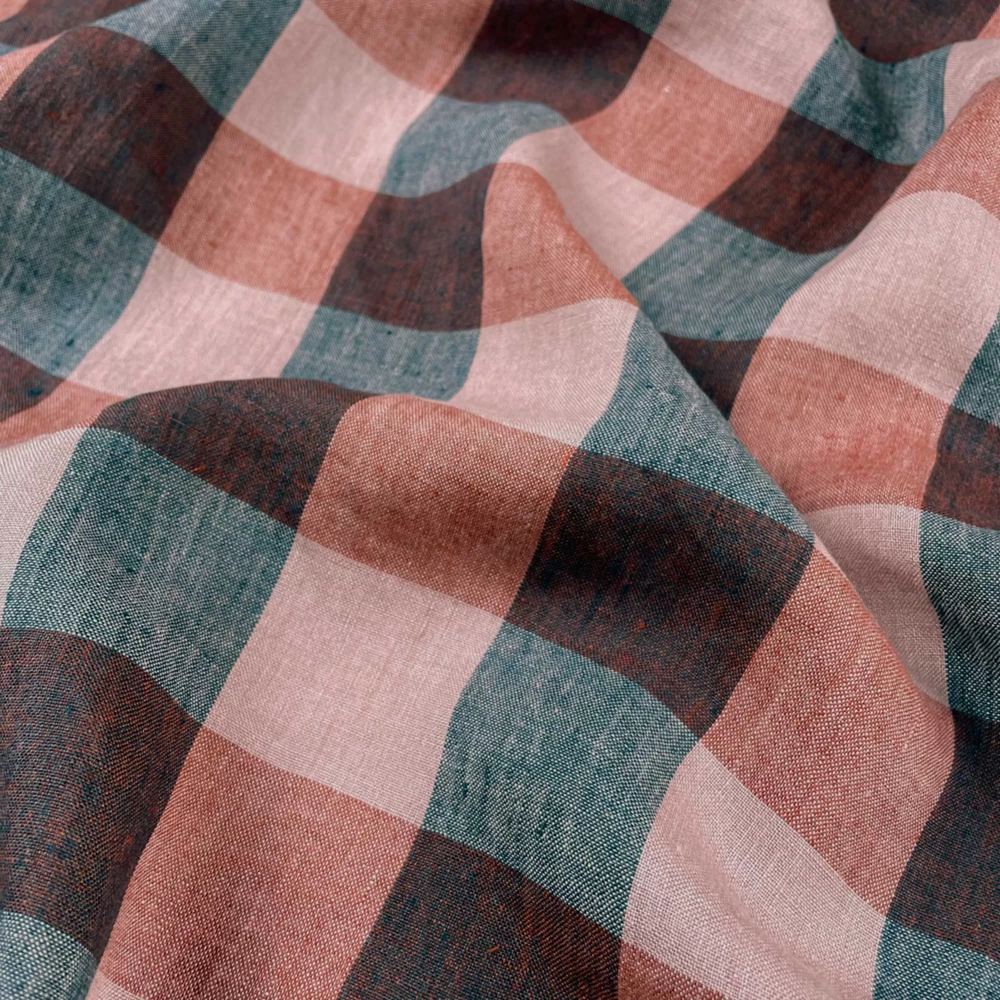 Dearborn Darks Laundered Linen Check Fabric