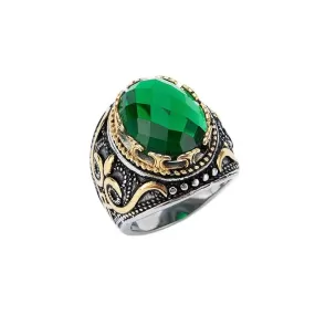 Emerald Zircon Gothic Crown Ring