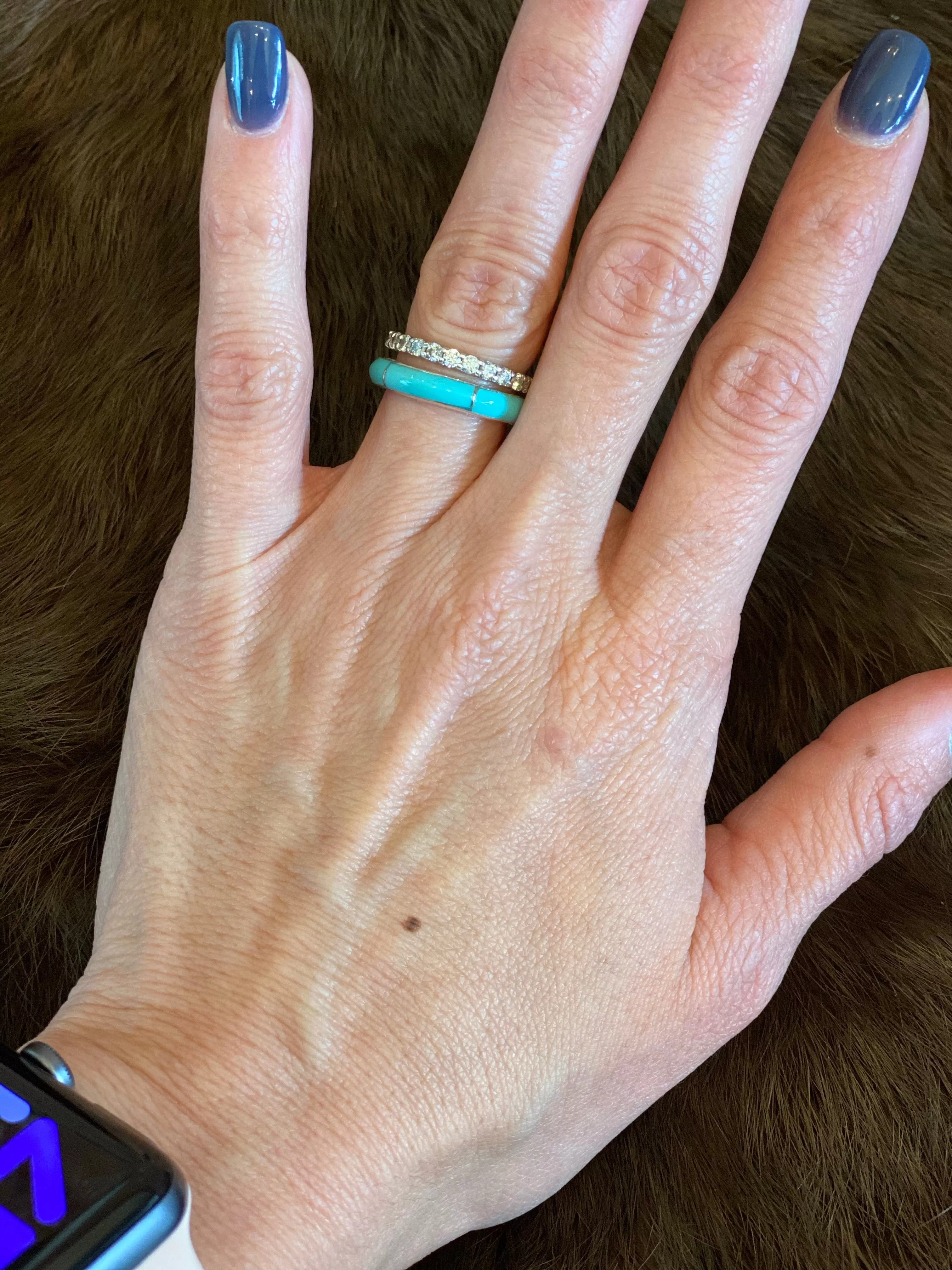 Genuine Kingman Turquoise, Black or Corral Inlay Rings