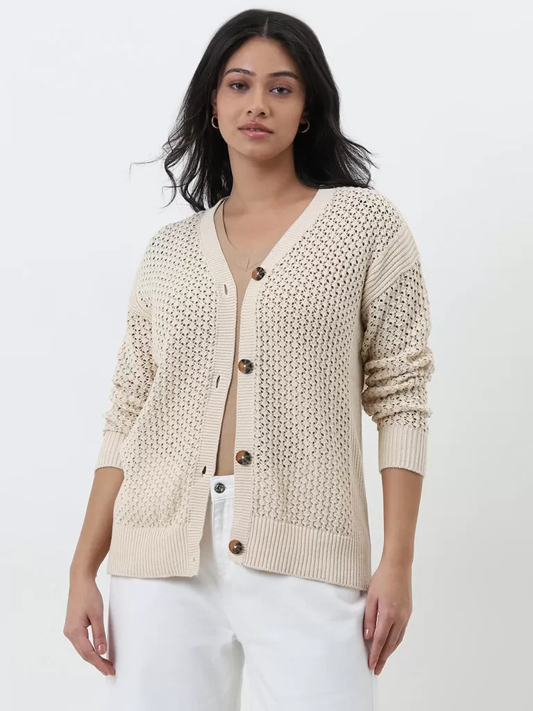 Gia Beige Knitted Cotton Shrug