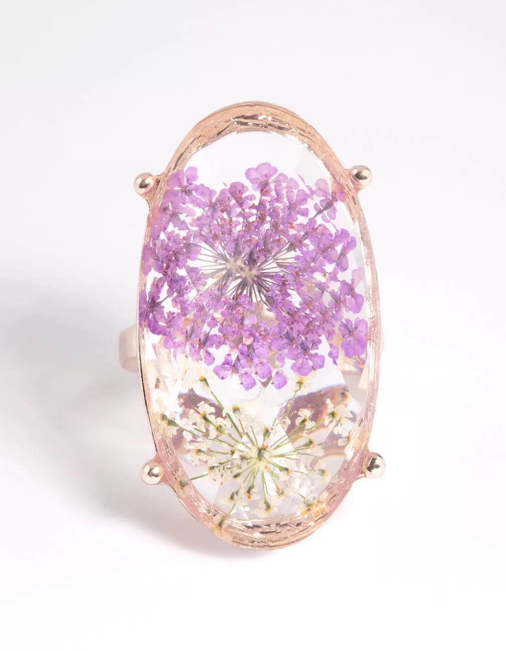 Gold & Lilac Flower Ring