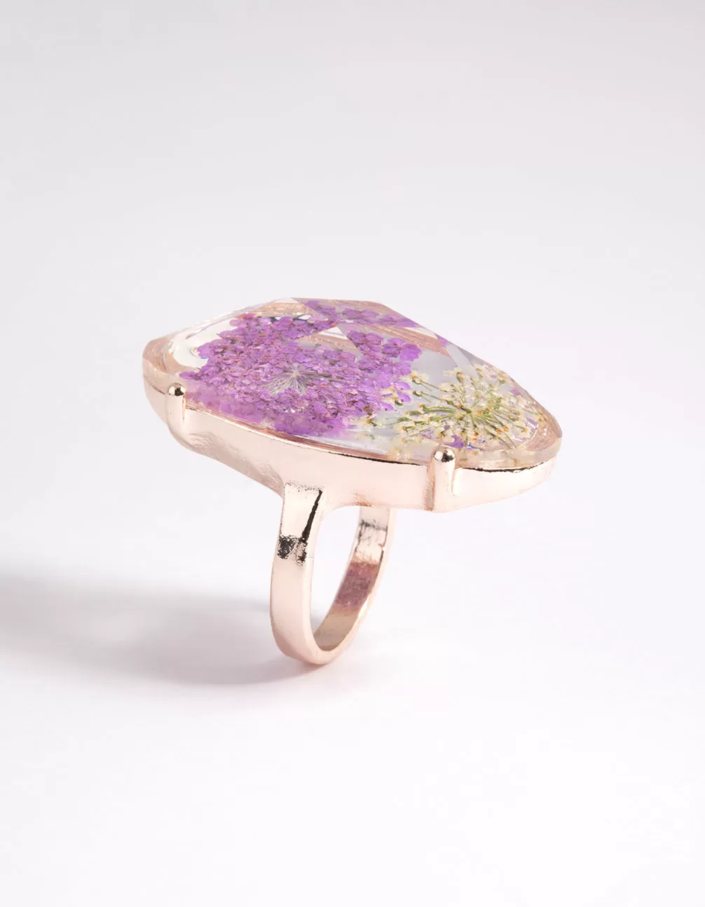 Gold & Lilac Flower Ring