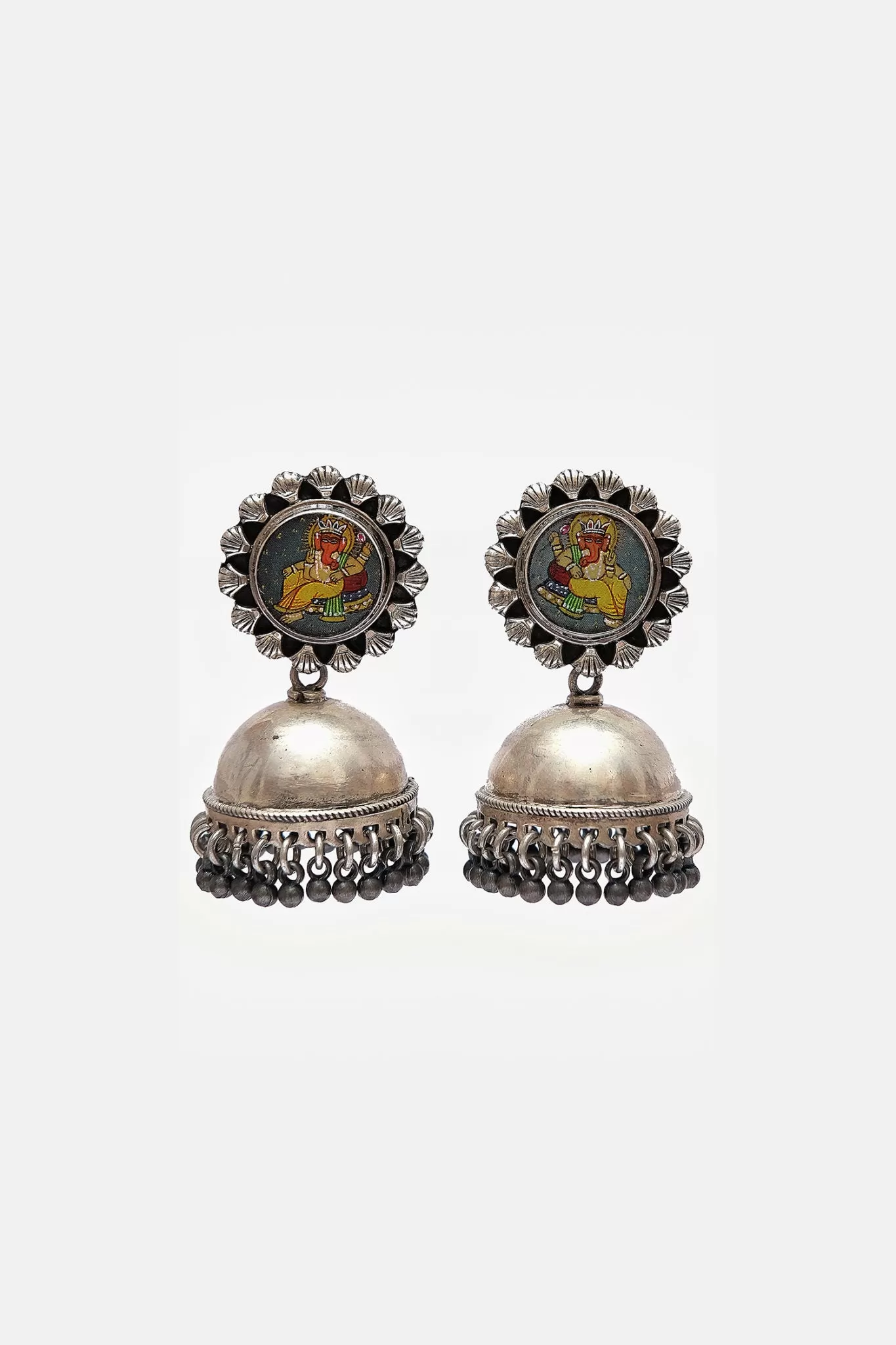 Hand Painted Ganesha Motif Jhumkis