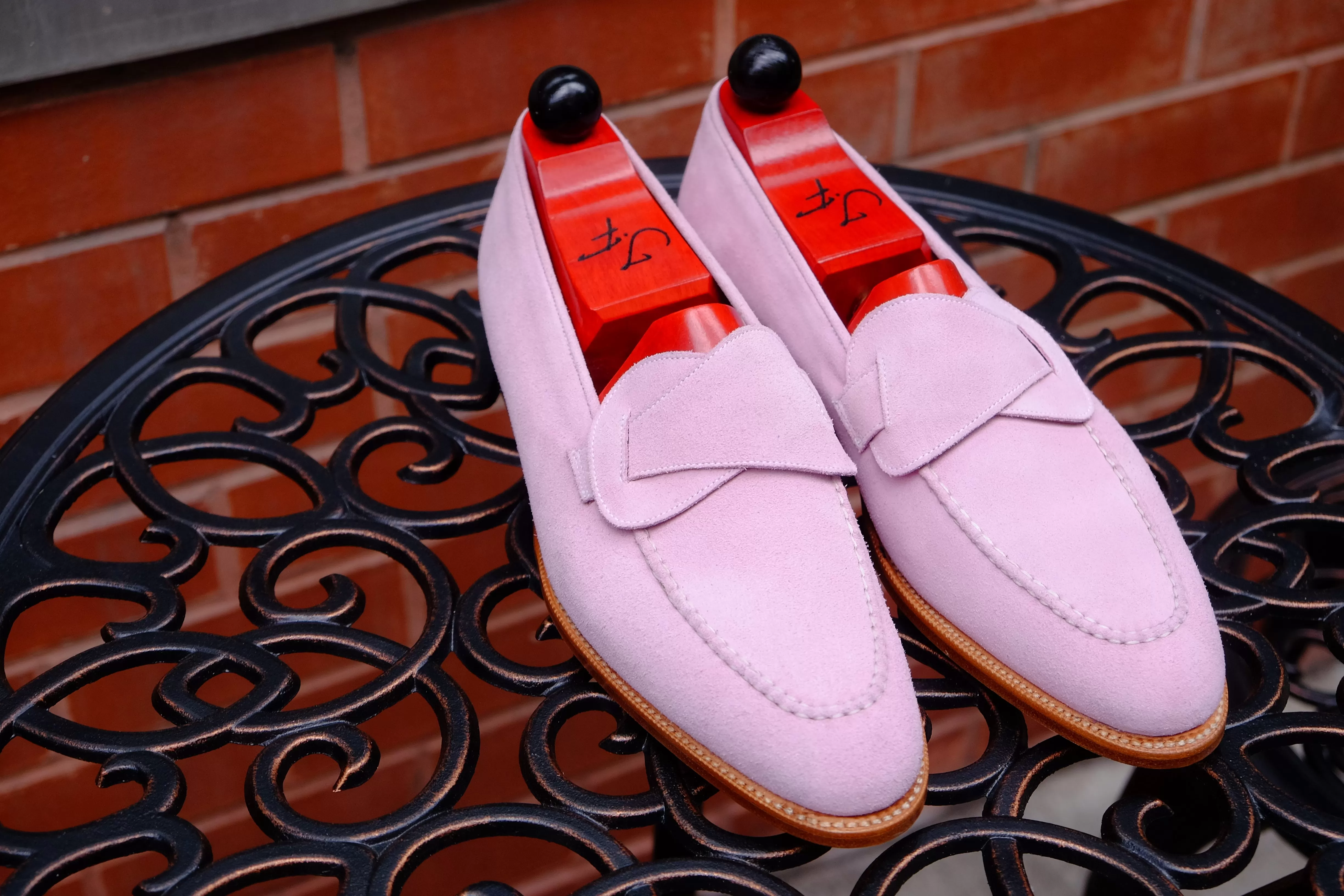 Hawthorne - MTO - Pink Suede - Natural Edge Trim - TMG Last - Single Leather Sole