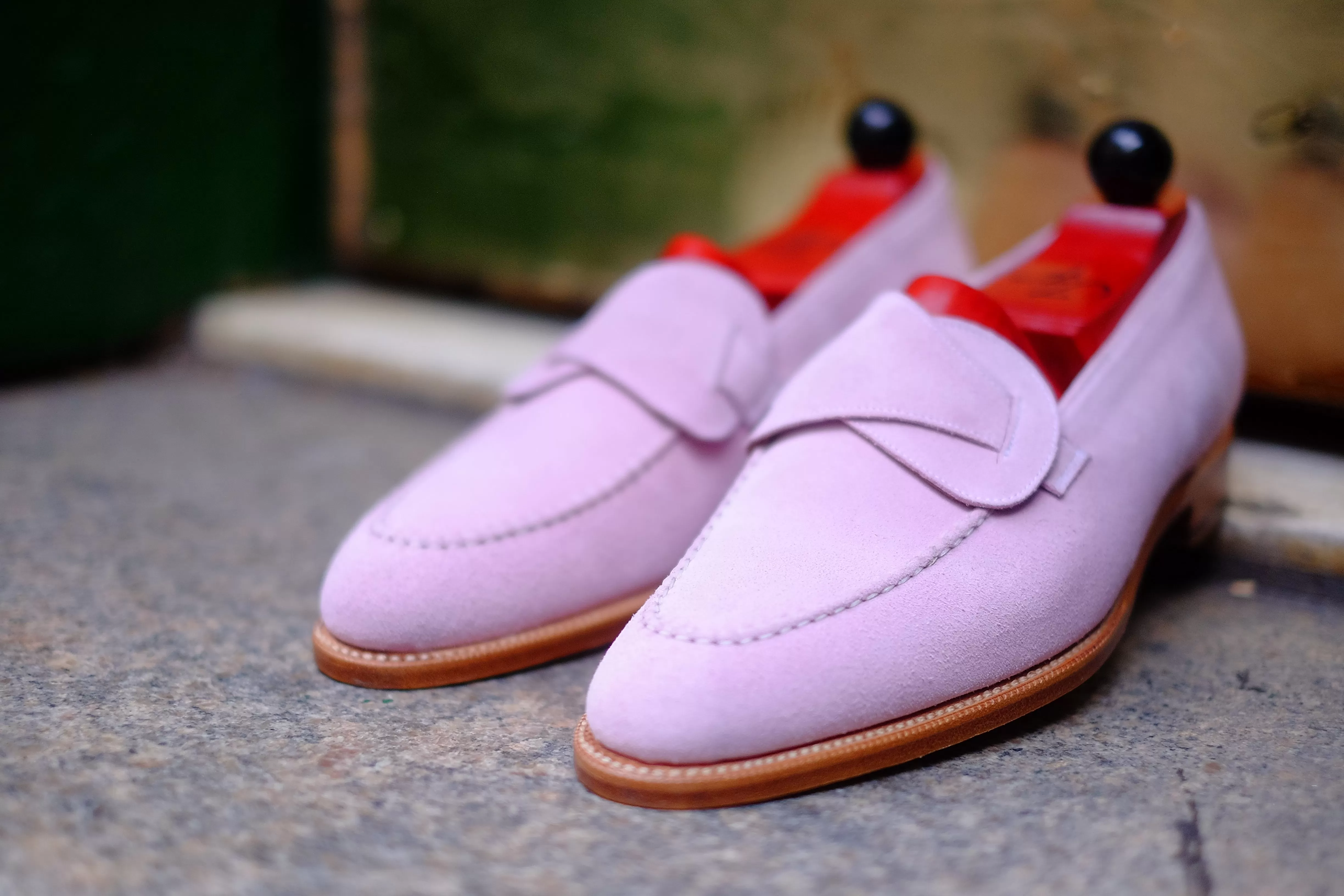 Hawthorne - MTO - Pink Suede - Natural Edge Trim - TMG Last - Single Leather Sole