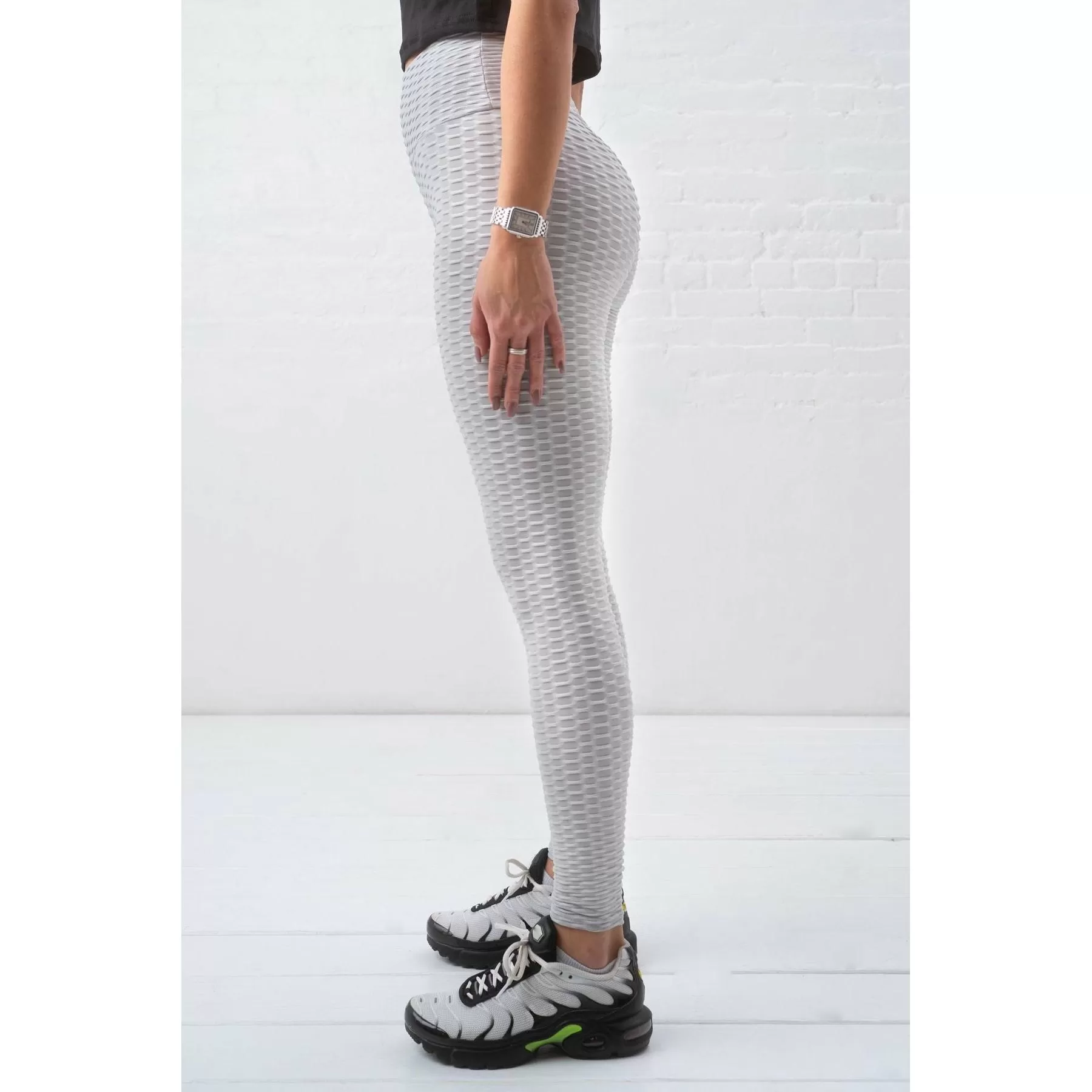 High Waist Honeycomb Waffle Knit Leggings