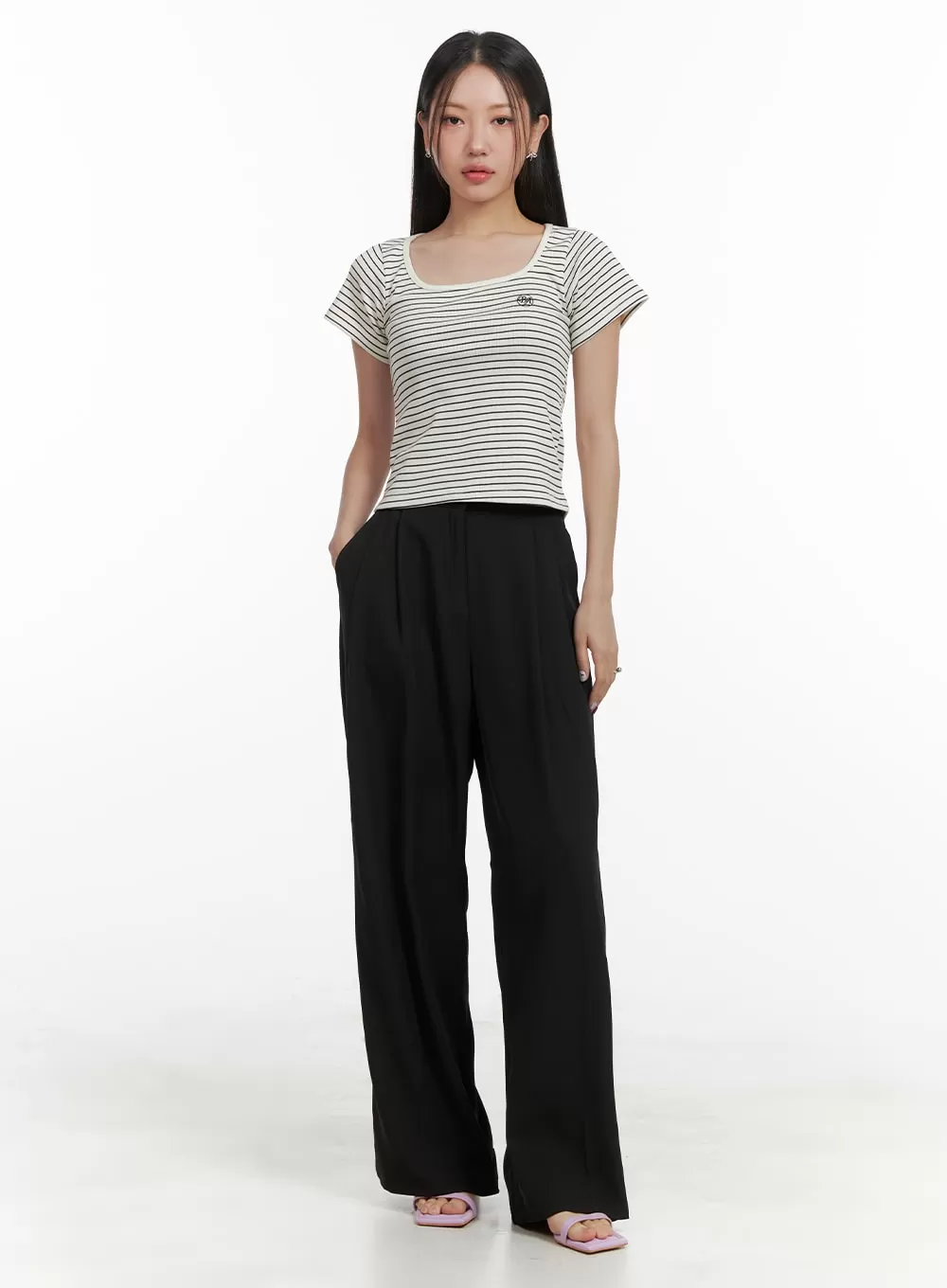 High-Waist Wide Fit Trousers OA415