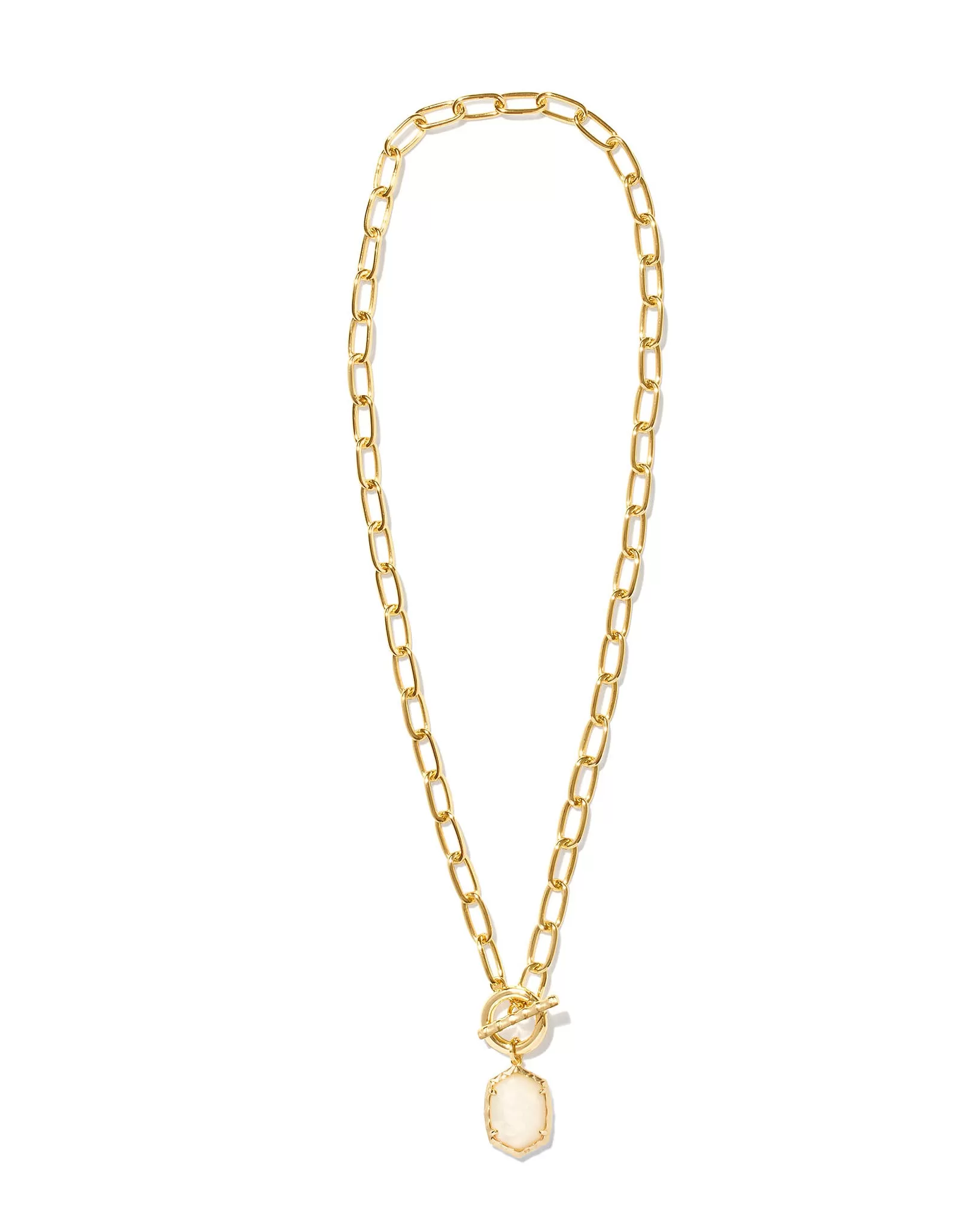 Kendra Scott Daphne Chain Link Pendant Necklace in Ivory Mother of Pearl and Gold