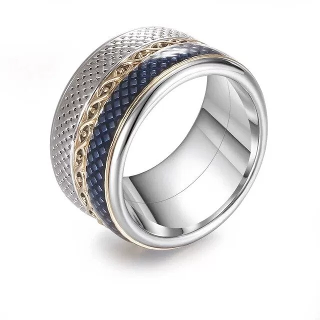 Knit Stainless Steel and Stackable, Rotatable, and Interchangeable Wedding Ring