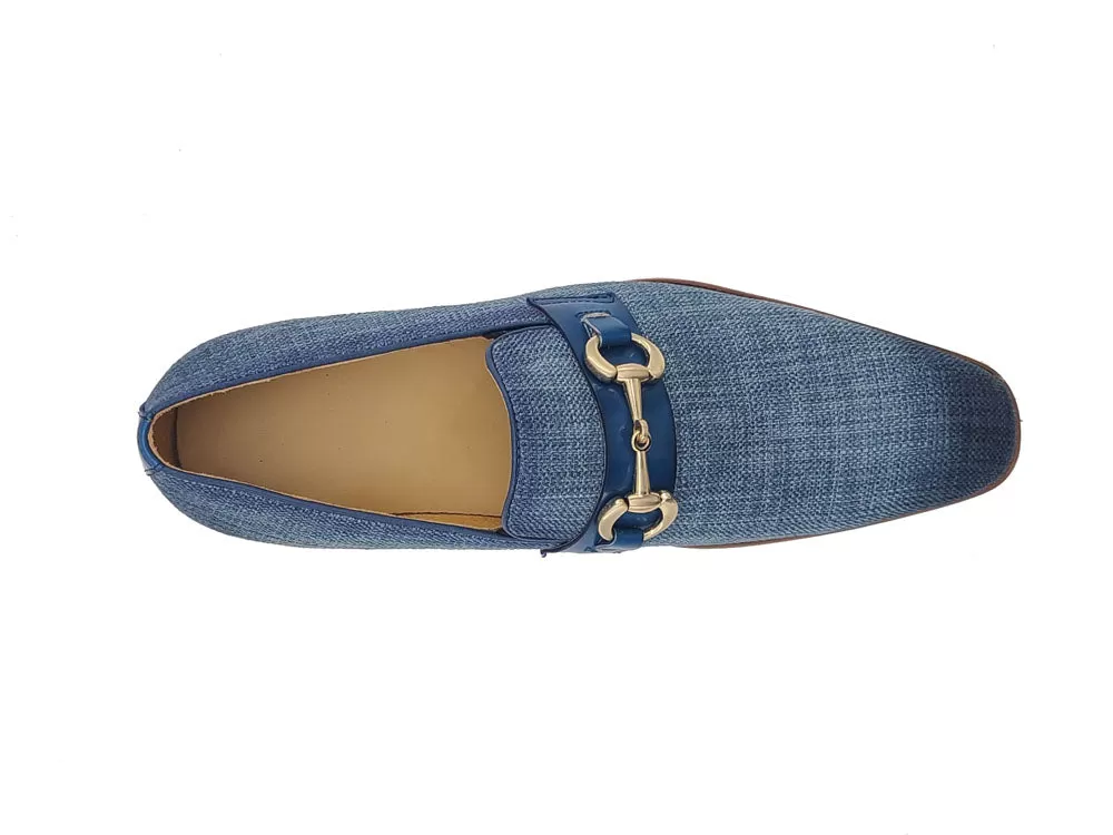 Linen Loafer With Gold Tone Buckle