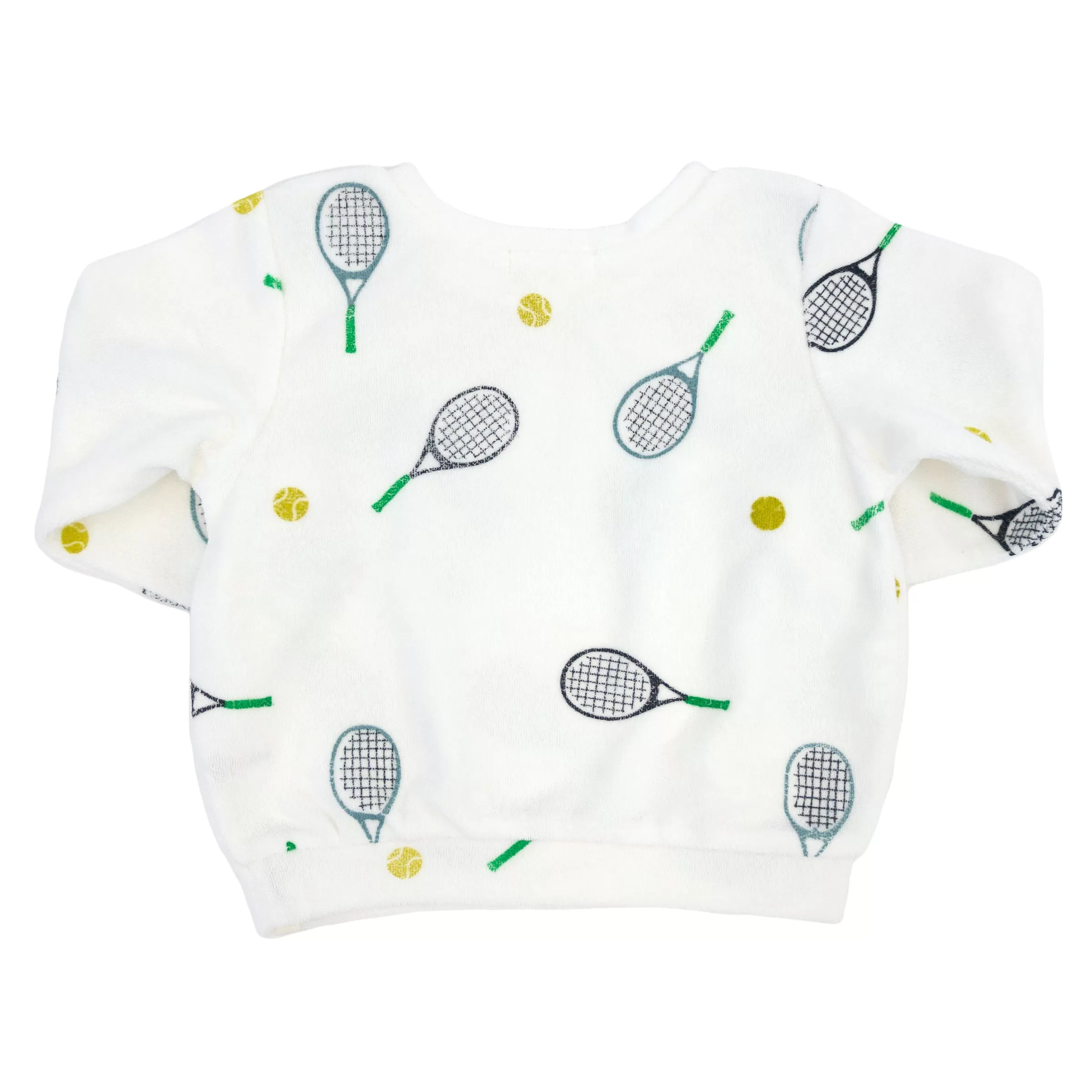 oh baby! Cotton Terry Boxy Sweatshirt - Tennis Print - Snow