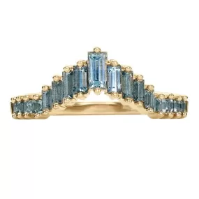 ORDER ONLY: Graduated Curved Teal Sapphire Tiara Ring