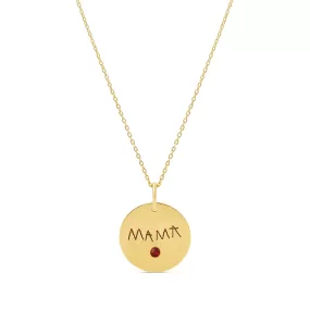 Personalized Print Birthstone Disc Necklace