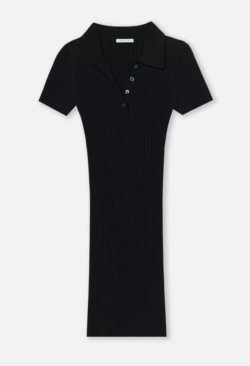 Piper Silk Cotton Rib Polo Dress / Black