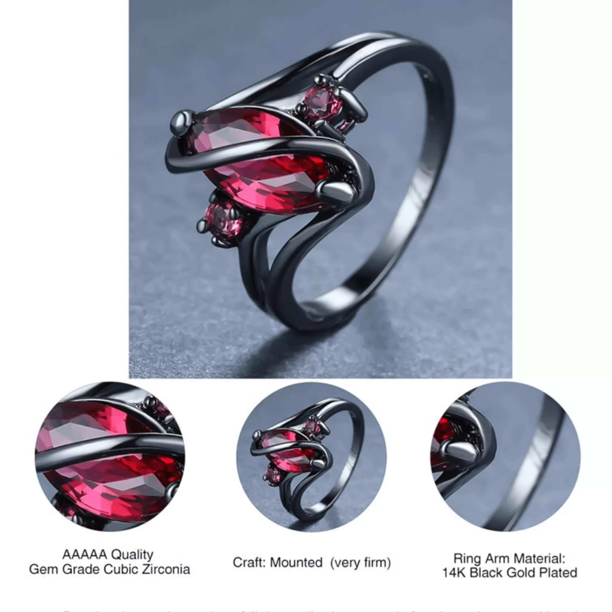 Red Crystal Ring for Women