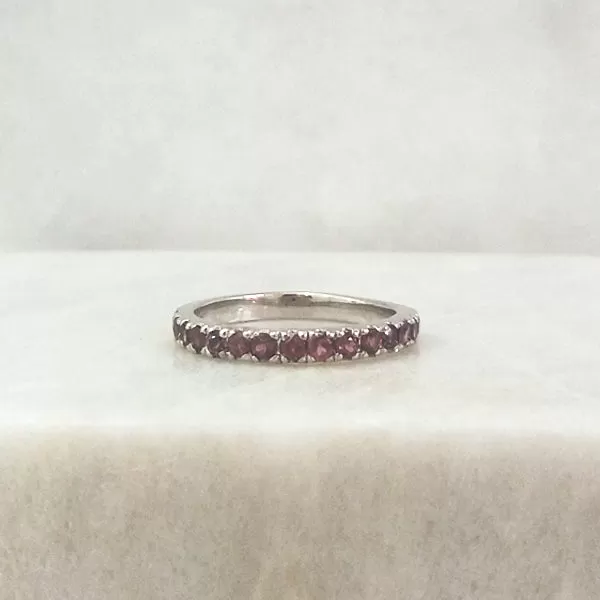 Rhodolite Garnet Half Eternity Ring