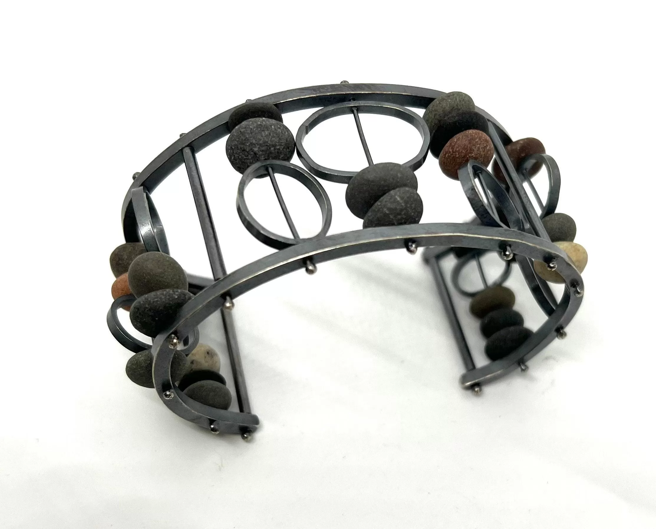 Rocks and ovals cuff bracelet